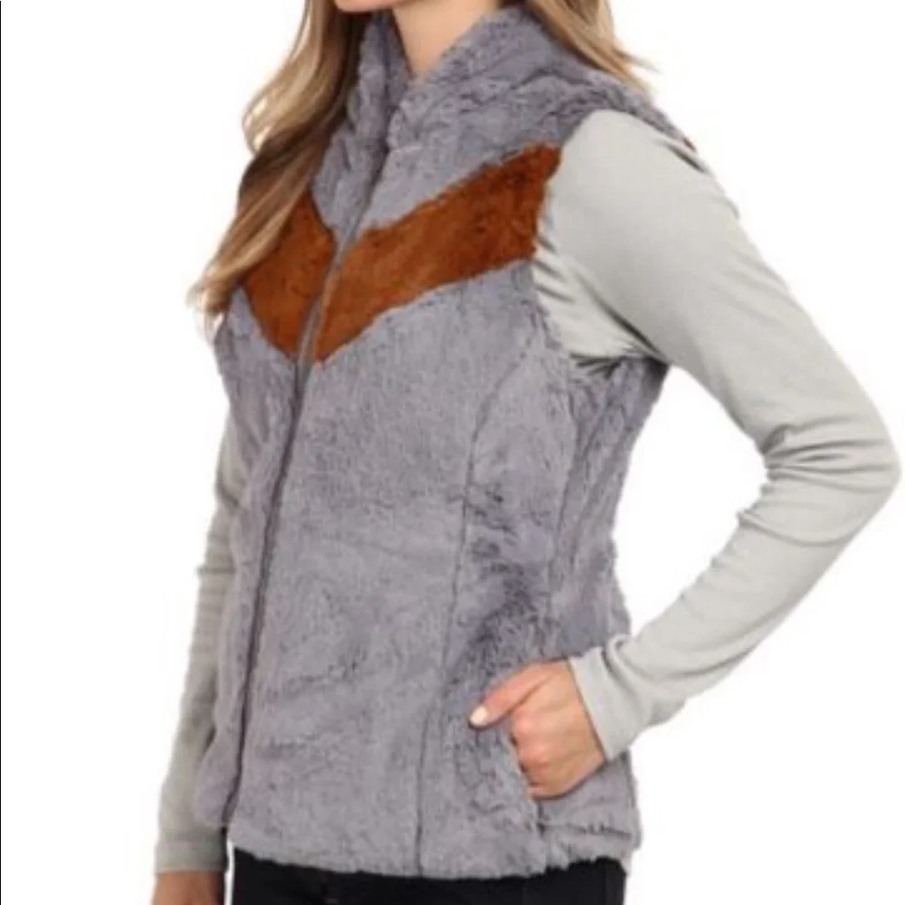 Patagonia gray & rust fuzzy pelage vest